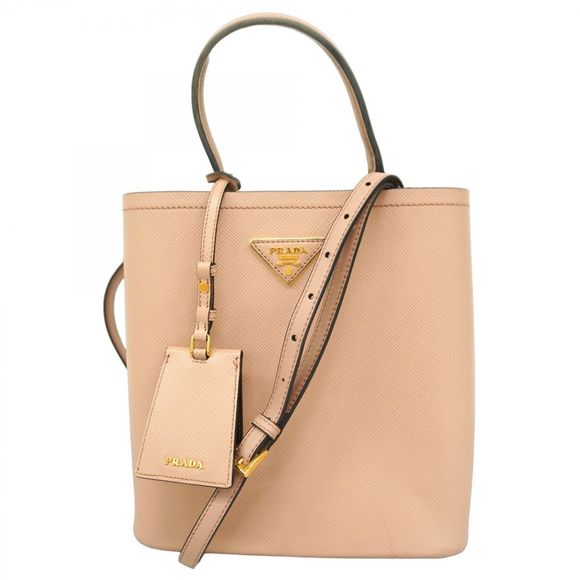 Prada Saffiano Leather Handbag Brown with Gold Hardware 2-Way Bag Pre-Owned Wome - Picture 1 of 10